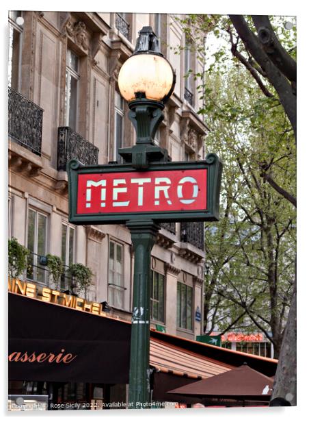 Metro station sign Paris France Acrylic by Rose Sicily