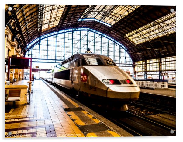 SNCF TGV train entering Bordeaux railway station France Acrylic by Rose Sicily