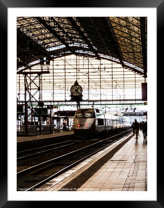 SNCF TGV train entering Bordeaux railway station France Framed Mounted Print by Rose Sicily