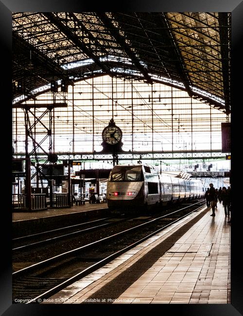 SNCF TGV train entering Bordeaux railway station France Framed Print by Rose Sicily