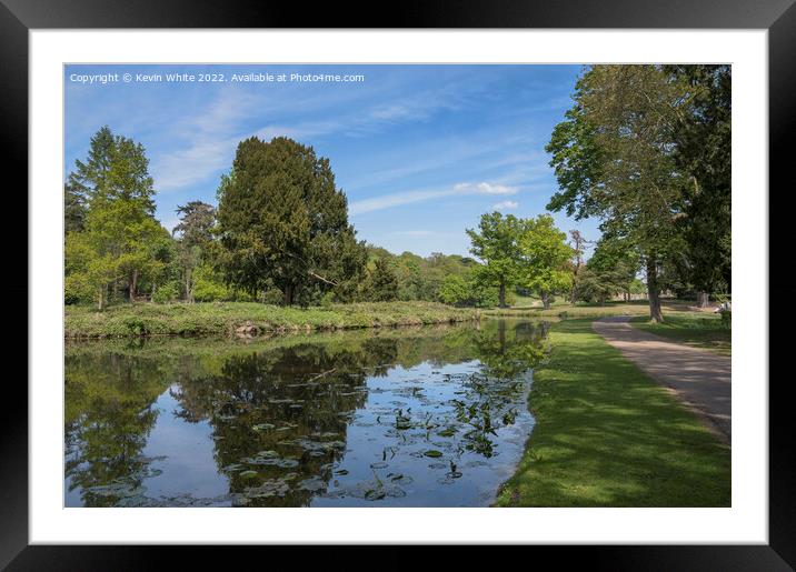 Painshill Cobham pond  Framed Mounted Print by Kevin White