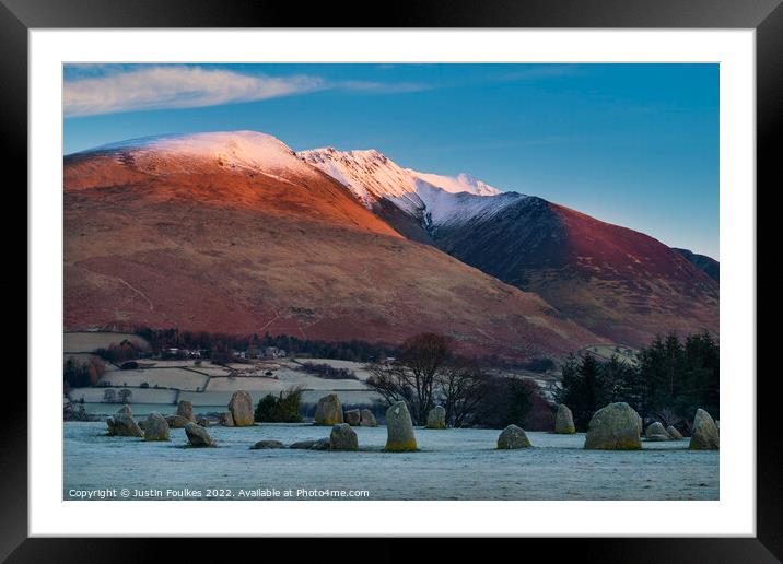Castlerigg Stone Circle and Blencathra, Lake District  Framed Mounted Print by Justin Foulkes