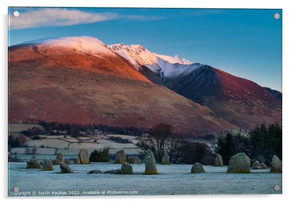 Castlerigg Stone Circle and Blencathra, Lake District  Acrylic by Justin Foulkes