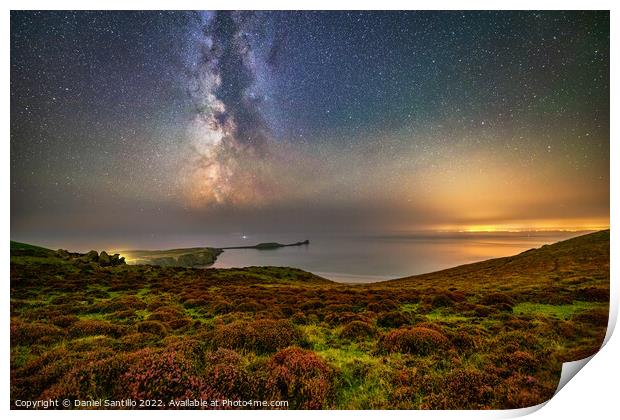 Worms Head, Rhossili Bay from Rhossili Down Print by Dan Santillo