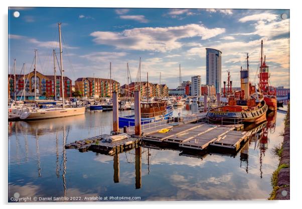 Swansea Marina Acrylic by Dan Santillo