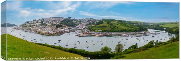Panoramic view of Salcombe town and harbour Canvas Print by Milton Cogheil
