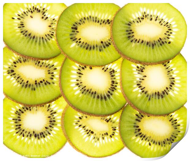 Kiwi fruit slices Print by Keith Bowser