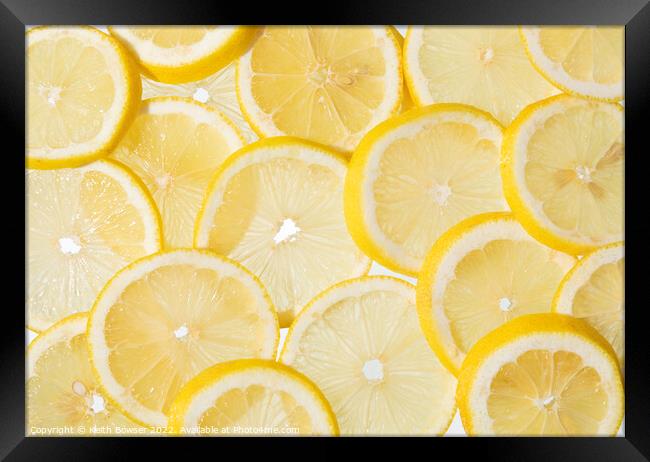 Slices of lemon in a random pattern  Framed Print by Keith Bowser