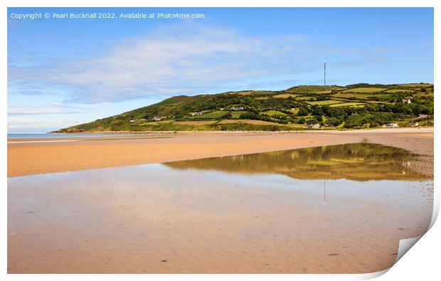 Llanddona Beach Reflections Anglesey Print by Pearl Bucknall