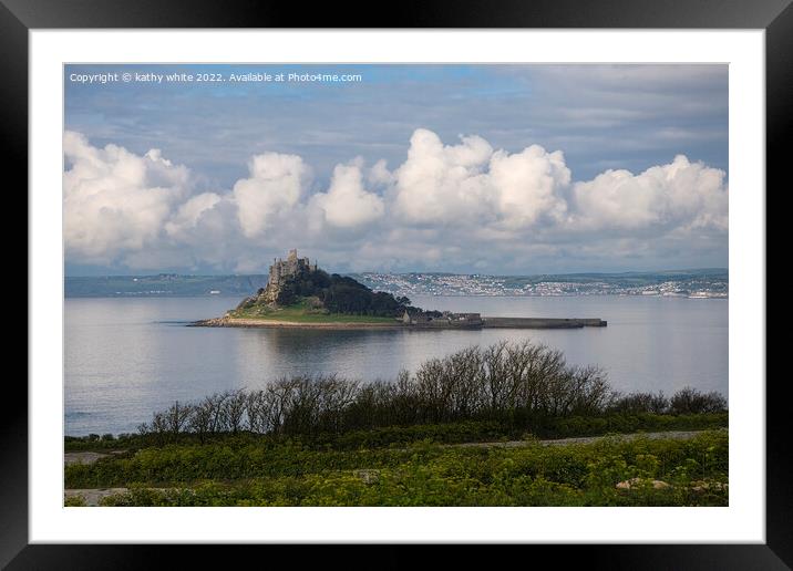 Early Morning at St Michael's mount Cornwall Framed Mounted Print by kathy white