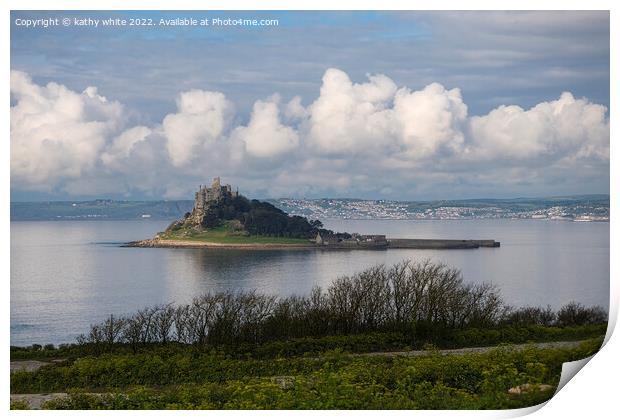 Early Morning at St Michael's mount Cornwall Print by kathy white