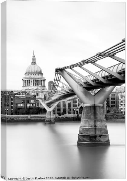 St Paul's and the Millennium Bridge, London Canvas Print by Justin Foulkes