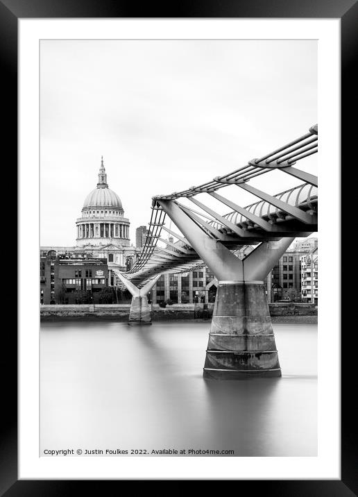 St Paul's and the Millennium Bridge, London Framed Mounted Print by Justin Foulkes