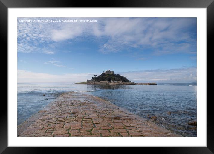 causeway to St Michael's mount Cornwall Framed Mounted Print by kathy white