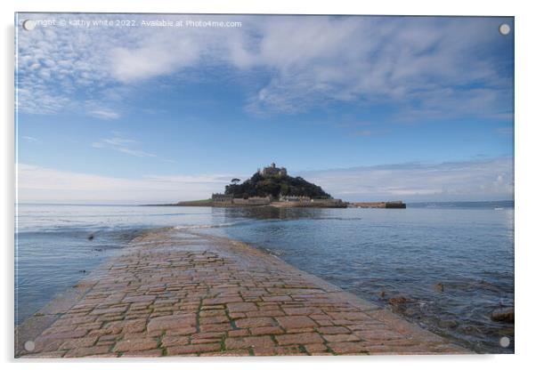 causeway to St Michael's mount Cornwall Acrylic by kathy white