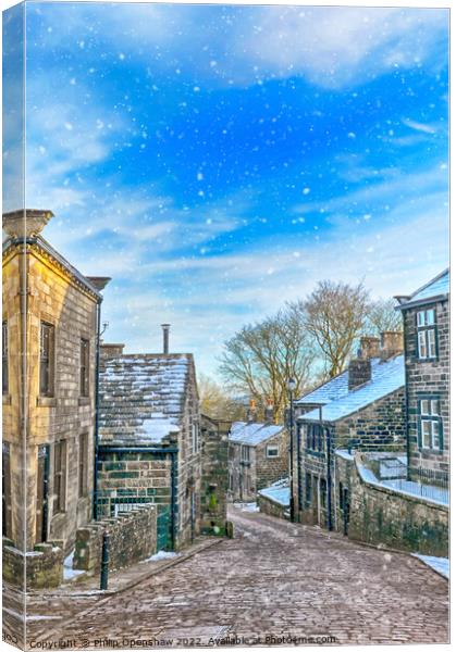 Heptonstall in the snow Canvas Print by Philip Openshaw