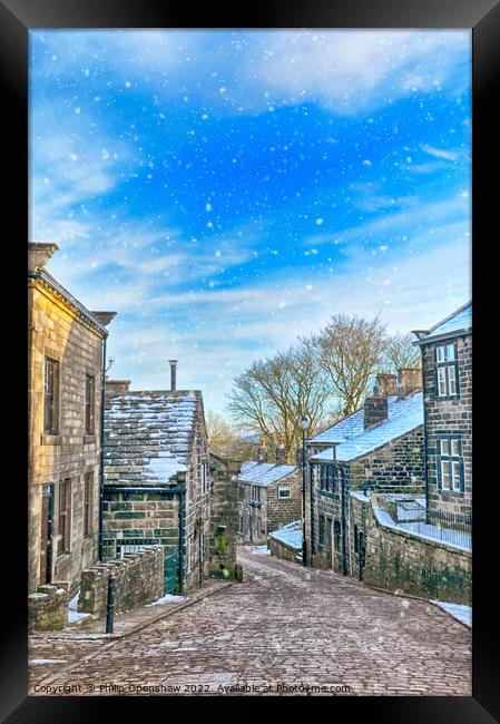 Heptonstall in the snow Framed Print by Philip Openshaw