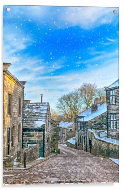 Heptonstall in the snow Acrylic by Philip Openshaw