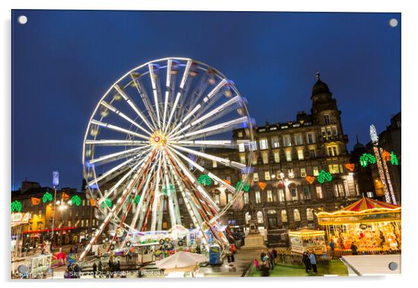 Ferris wheel at the Christmas funfair George Square Glasgow Scotland UK Acrylic by Rose Sicily