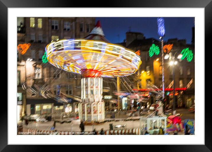 Chair-o-planes at the Christmas funfair George Square Glasgow Scotland UK Framed Mounted Print by Rose Sicily