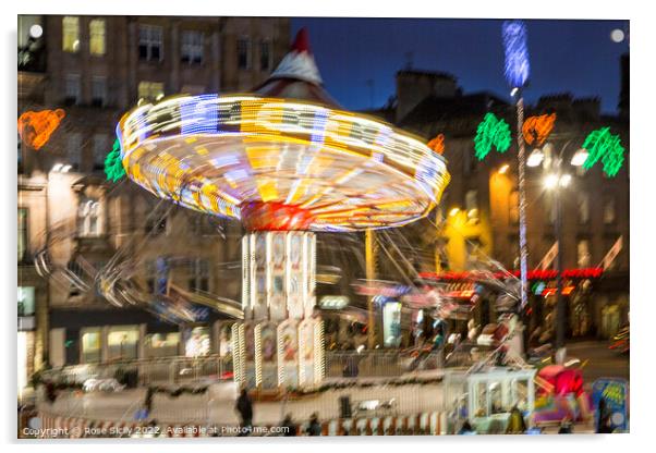 Chair-o-planes at the Christmas funfair George Square Glasgow Scotland UK Acrylic by Rose Sicily