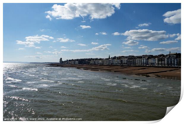 Hastings and St Leonards seafront. Print by Mark Ward