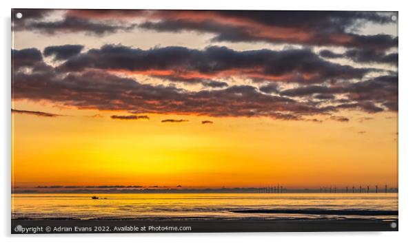 Rhyl Seascape Sunset Acrylic by Adrian Evans