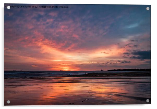December sunrise on a Northumbrian beach Acrylic by Jim Jones