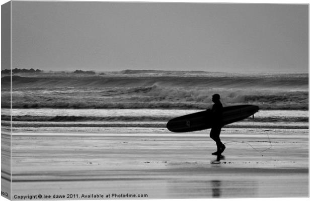Black and White Surfer Canvas Print by Images of Devon