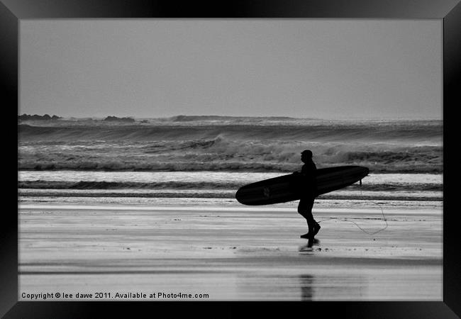 Black and White Surfer Framed Print by Images of Devon