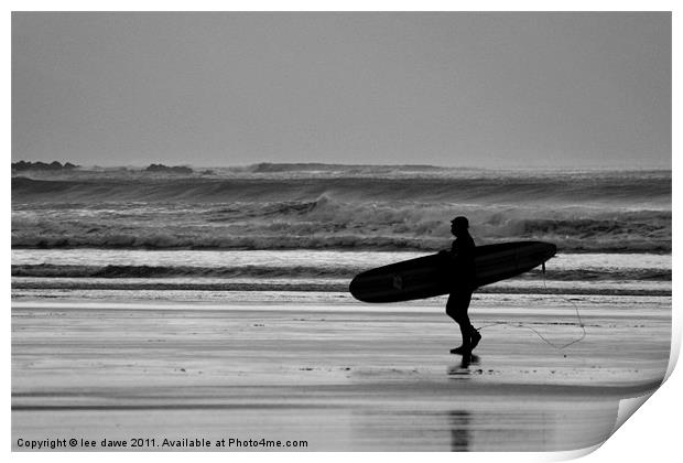 Black and White Surfer Print by Images of Devon
