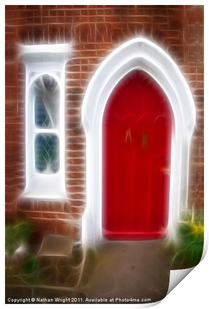 Red door and a window Print by Nathan Wright