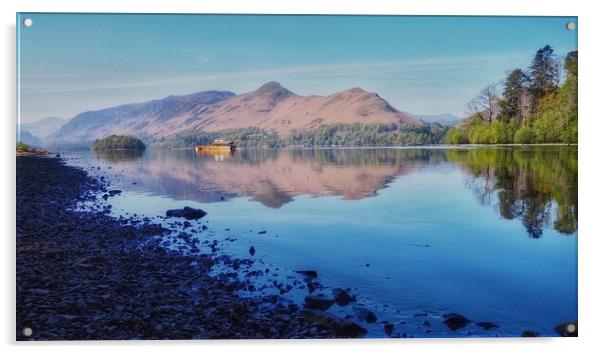 Derwentwater Launch Acrylic by Victor Burnside