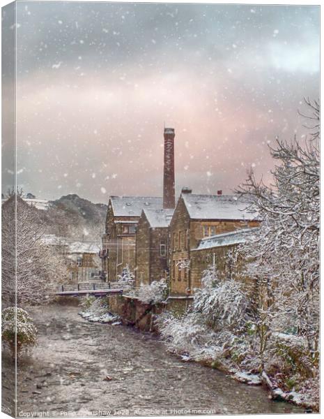 Snow Scene in Hebden Bridge Canvas Print by Philip Openshaw