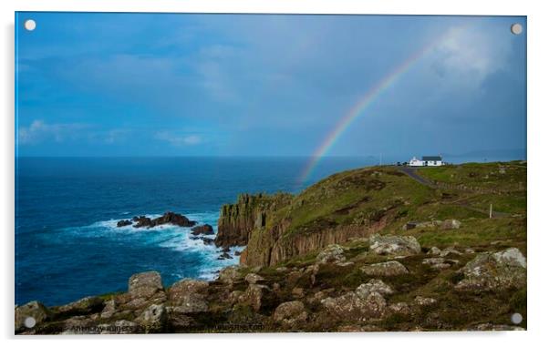 Rainbow. over Lands End Cornwall  Acrylic by Anthony miners