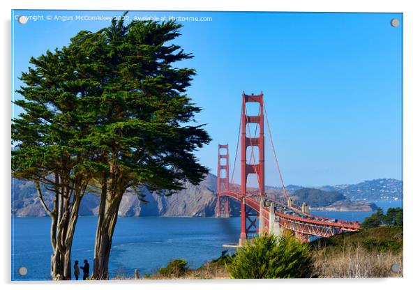 San Francisco - a meeting by the bridge Acrylic by Angus McComiskey