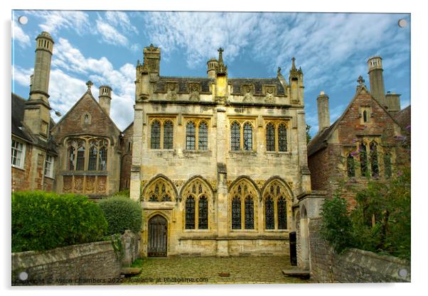 Vicars Close Library In Wells, Somerset  Acrylic by Alison Chambers