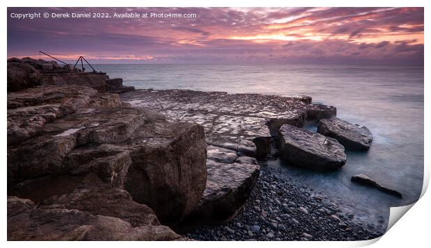 Sunrise around Portland, Dorset Print by Derek Daniel