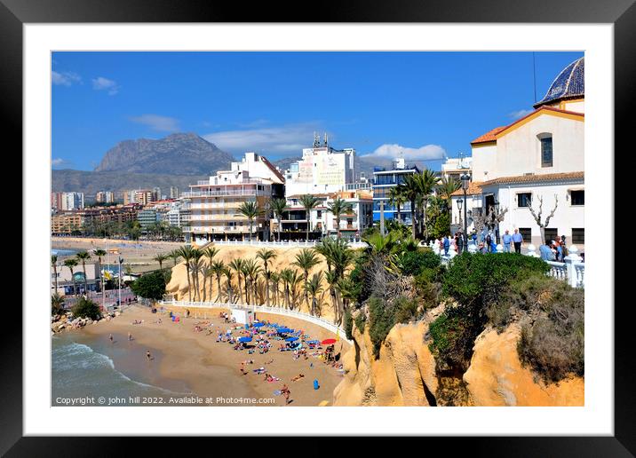 Playa mal Pas beach, Benidorm, Spain. Framed Mounted Print by john hill