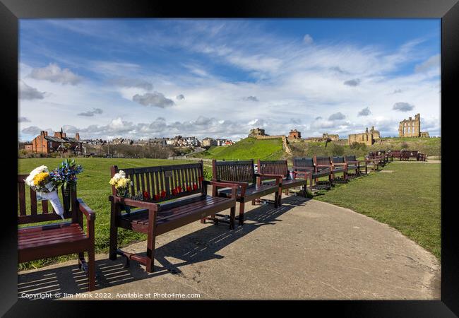 Tynemouth Memorial Benches Framed Print by Jim Monk