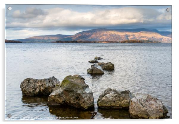 Milarrochy Bay Rocks,  Loch Lomond  Acrylic by Jim Monk
