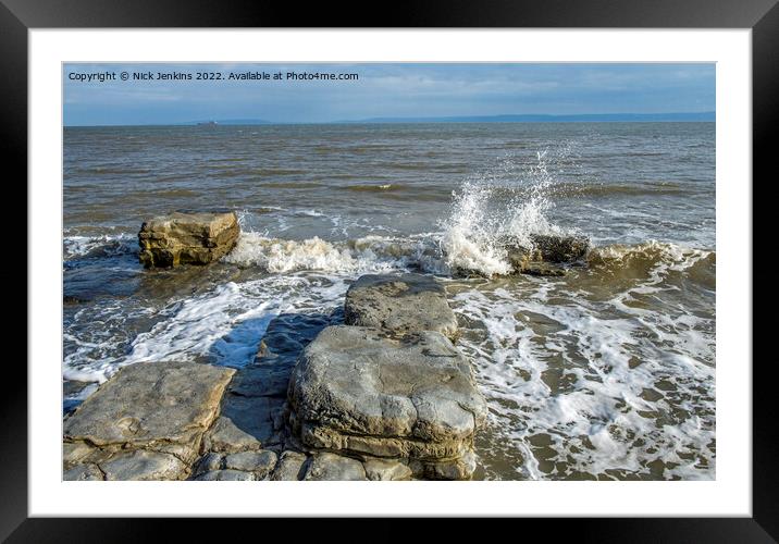High Tide Llantwit Major Beach  Framed Mounted Print by Nick Jenkins