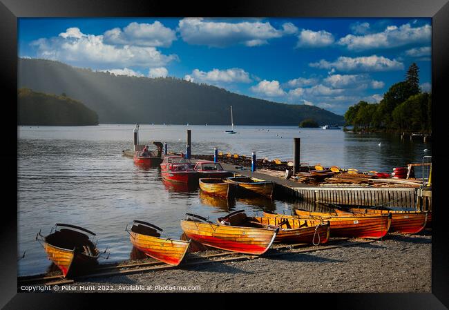 Boats at Windermere Framed Print by Peter Hunt