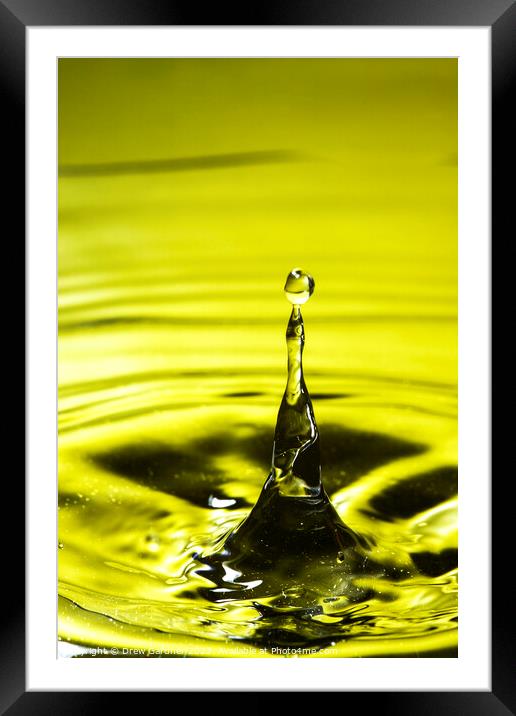 Yellow Droplet Framed Mounted Print by Drew Gardner