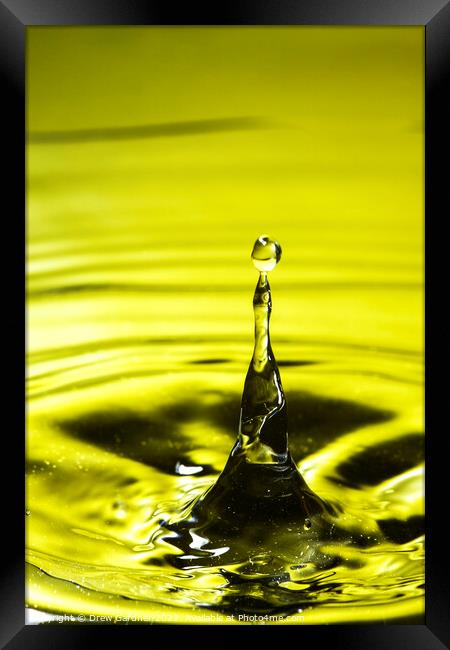 Yellow Droplet Framed Print by Drew Gardner