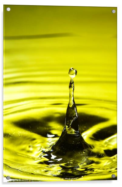 Yellow Droplet Acrylic by Drew Gardner