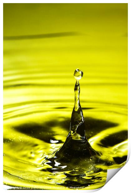 Yellow Droplet Print by Drew Gardner