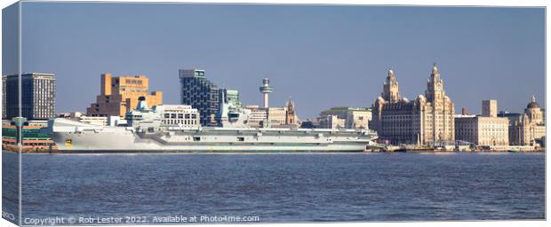 Carrier R08 HMS Queen Elizabeth II. Liverpool 2022 Canvas Print by Rob Lester