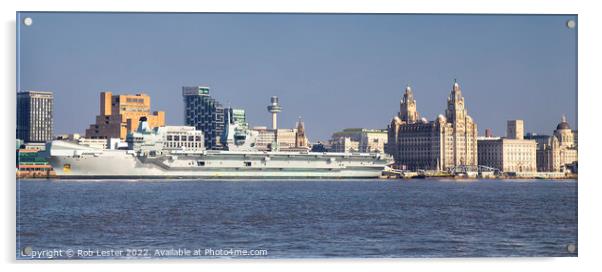 Carrier R08 HMS Queen Elizabeth II. Liverpool 2022 Acrylic by Rob Lester