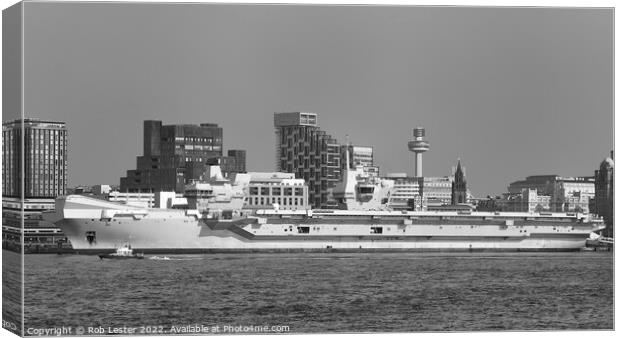 Carrier R08 Queen Elizabeth II on Liverpool visit Canvas Print by Rob Lester